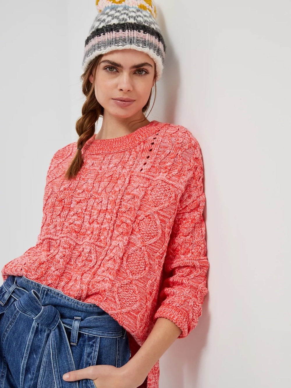 ANTHROPOLOGIE PILCRO Jasmine Mixed Cable Knit Tunic Sweater Sz S